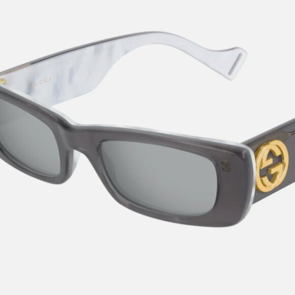New Gucci Women\'s Sunglasses GG0516S 002 Gray Marble White Pearl / Silver 52MM